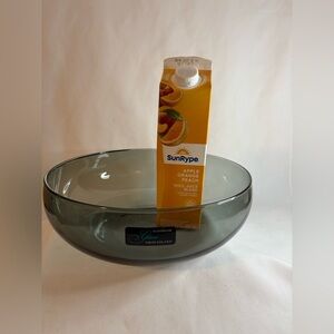 Large smoky coloured glass, wide serving bowl